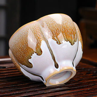 Buddha Gift 6Pcs Plum Blossom Petal Pattern Chinese Jianzhan Kiln Change Ceramic Teacup Kung Fu Tea Cup Bowl With Gift Box