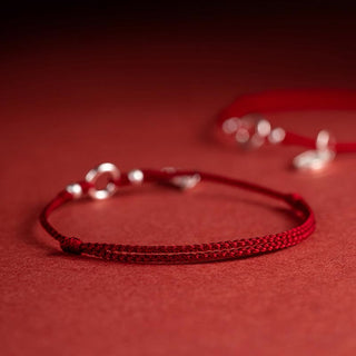 Buddha Gift 925 Sterling Silver Lucky Fortune Peace Joy Lotus Peace Buckle Red String Bracelet