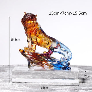 Buddha Gift Handmade Liuli Crystal Tiger Art Piece Protection Home Decoration