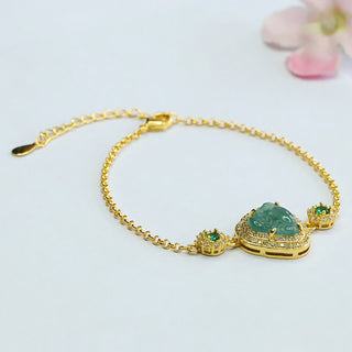 Buddha Gift Laughing Buddha Green Jade Zircon Luck Chain Bracelet
