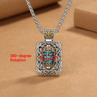 Buddha Gift Nine-Eye Dzi Bead Design Copper Healing Rotatable Necklace Pendant