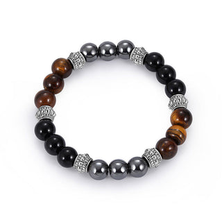 Buddha Gift Tiger Eye and Hematite Good Luck and Healing Bracelet