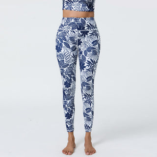 Buddha Gift 2Pcs Pineapple Grass Leaves Print Sports Fitness Crop Tank Bra High Waist Leggings Yoga Pants