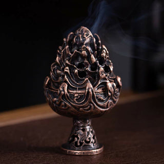 Buddha Gift Tibetan Mini Mountain Pattern Meditation Copper Alloy Incense Burner