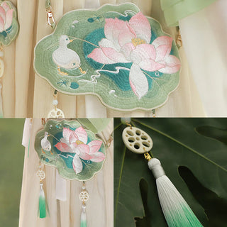 Buddha Gift Luck Embroidery Lotus Koi Fish Rabbit Flower Hanfu Bag Crossbody Bag Shoulder Bag