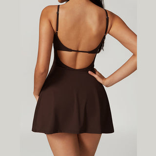 Buddha Gift Solid Backless Tennis Yoga Women Sports Dress