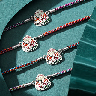 Buddha Gift 925 Sterling Silver Zongzi Pattern Luck Multicolored Handcrafted Bracelet