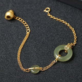 Buddha Gift Round Jade Peace Buckle Gourd Fu Character Auspicious Prosperity Chain Bracelet