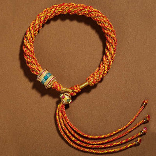 Buddha Gift Tibetan Handmade Luck Thangka Prayer Wheel Charm Weave String Bracelet