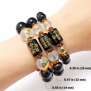 Buddha Gift Chinese Zodiac Feng Shui Obsidian Five-Element Wealth Porsperity Bracelet