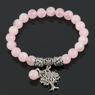 Buddha Gift Natural Gemstone Tree of Life Lucky Charm Stretch Bracelet