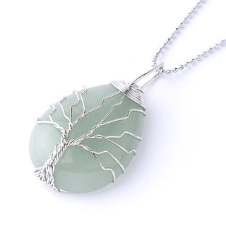 Buddha Gift Natural Quartz Crystal Tree Of Life Healing Energy Necklace Pendant