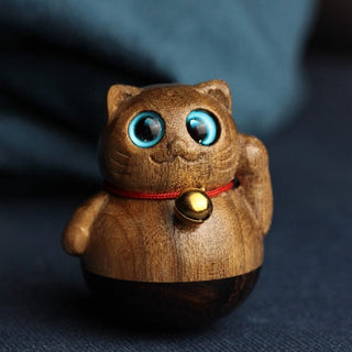 Buddha Gift Mini Lucky Cat Kitten Phoebe Zhennan Wood Blessing Decoration