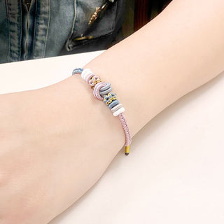 Buddha Gift Two-Color Rope Handcrafted Eight Thread Peace Knot Luck Connection Bracelet