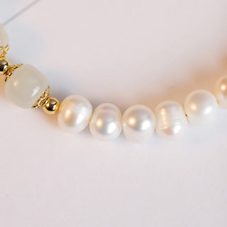 Buddha Gift 14K Gold Plated Natural Pearl Hetian Cyan Jade White Jade Sincerity Bead Chain Bracelet