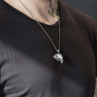 Buddha Gift Elephant Pewter Titanium Steel Strength Necklace Pendant