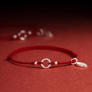 Buddha Gift 925 Sterling Silver Lucky Fortune Peace Joy Lotus Peace Buckle Red String Bracelet