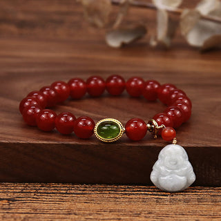 Buddha Gift Natural Red Agate Buddha Success Bracelet