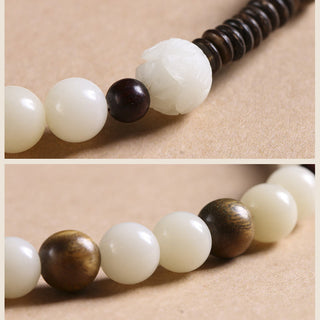 Buddha Gift Bodhi Seed Green Sandalwood Lotus Peace Buckle Harmony Double Wrap Bracelet