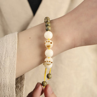 Buddha Gift Natural Green Sandalwood Bodhi Seed Cat Paw Claw Cure Bracelet