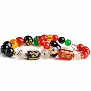 Buddha Gift Chinese Zodiac Feng Shui Obsidian Five-Element Wealth Porsperity Bracelet