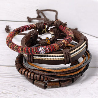 Buddha Gift Wrap Hemp Cords Wood Beads Leather Bracelet