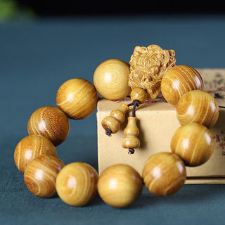 Buddha Gift Rosewood Green Sandalwood Small Leaf Red Sandalwood Dragon Carved Protection Bracelet