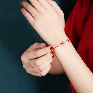Buddha Gift 925 Sterling Silver Color-changing Chinese Zodiac Luck Protection Red String Chain Bracelet