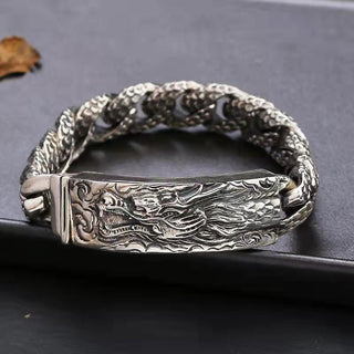 Buddha Gift Retro Dragon Scale Pattern Engraved Protection Bracelet