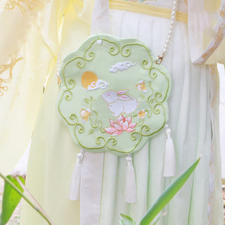 Buddha Gift Luck Embroidery Lotus Koi Fish Rabbit Flower Hanfu Bag Crossbody Bag Shoulder Bag