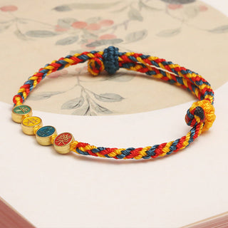 Buddha Gift Handmade Dunhuang Color Thread Peace And Joy Protection Braid String Bracelet