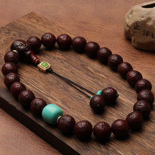 Buddha Gift Tibetan Bodhi Seed Agate Bead Luck Wealth Tassel Charm Wrist Mala