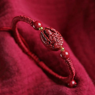 Buddha Gift Chinese Zodiac Natal Buddha Cinnabar Keep Away Evil Spirits Rope Bracelet