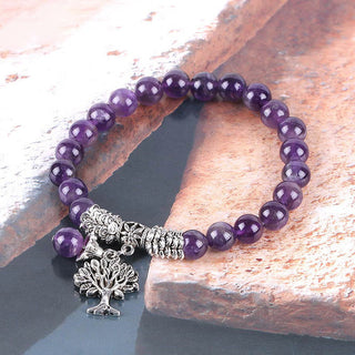Buddha Gift Natural Gemstone Tree of Life Lucky Charm Stretch Bracelet