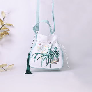 Buddha Gift Suzhou Embroidery Rabbit Lotus Epiphyllum Peony Magnolia Silk Tote Crossbody Bag Shoulder Bag Handbag