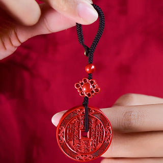 Buddha Gift Natural Cinnabar Mountain Ghosts Spend Money Bagua Blessing Necklace Pendant Key Chain