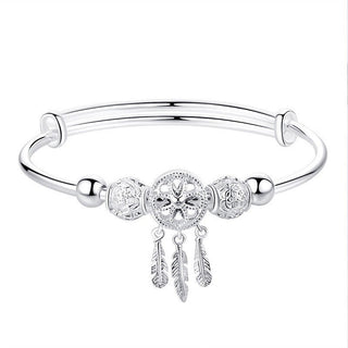 Buddha Gift Tibetan White Copper Blessing Dream Catcher Charm Bracelet