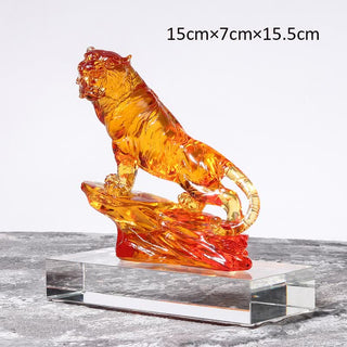 Buddha Gift Handmade Liuli Crystal Tiger Art Piece Protection Home Decoration