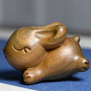 Buddha Gift Green Sandalwood Small Mini Cute Rabbit Bunny Peace Decorations
