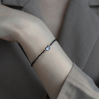 Buddha Gift 14K Gold Plated Black Spinel White Crystal Cute Cat Tridacna Stone Healing Bracelet