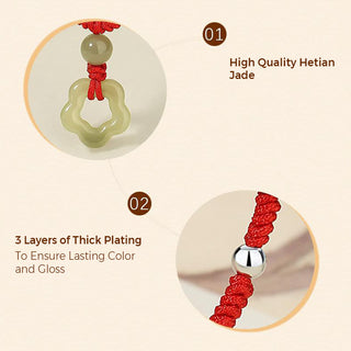 Buddha Gift 925 Sterling Silver Natural Hetian Cyan Jade Flower Pentagram Luck Red Rope Necklace Pendant Bracelet Set