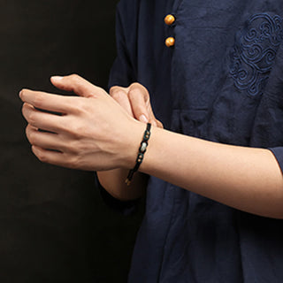 Buddha Gift Round Peace Buckle Jade Abundance Wealth String Bracelet