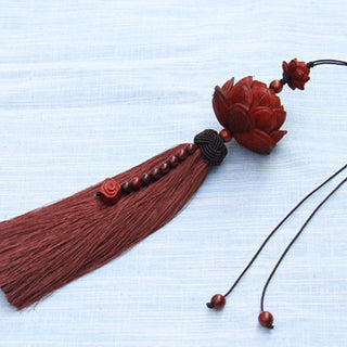 Buddha Gift Tibetan Small Leaf Red Sandalwood Lotus Luck Protection Tassel Decoration