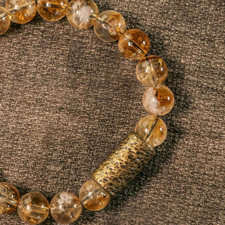 Buddha Gift Natural Citrine Crystal Brass Bead Protection Bracelet