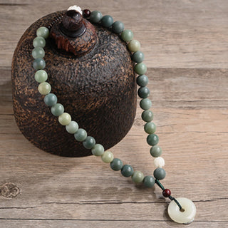 Buddha Gift Cyan Bodhi Seed Lotus Jade Peace Buckle Wisdom Double Wrap Bracelet