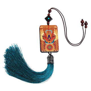 Buddha Gift PiXiu Ebony Wood Luck Wealth Tassel Car Hanging Decoration
