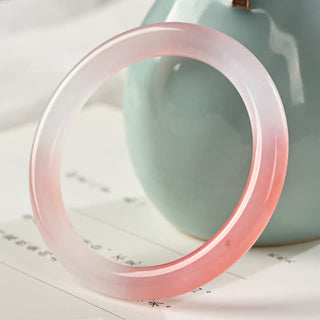 Buddha Gift Pink Golden Silk Jade Wealth Bracelet Bangle