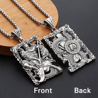 Buddha Gift Guan Gong Dragon Auspicious Clouds Wealth Necklace Pendant