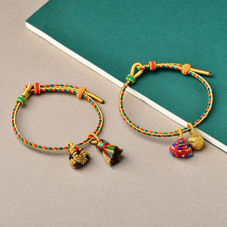 Buddha Gift Colorful Rope Luck Handmade Zongzi Golden Ball Charm Bracelet