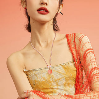 Buddha Gift Natural Silver Sheen Obsidian Red Agate Dancing Lion Protection Necklace Pendant